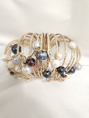 Freshwater Pearl Gold Tone Bracelet Set Of 24